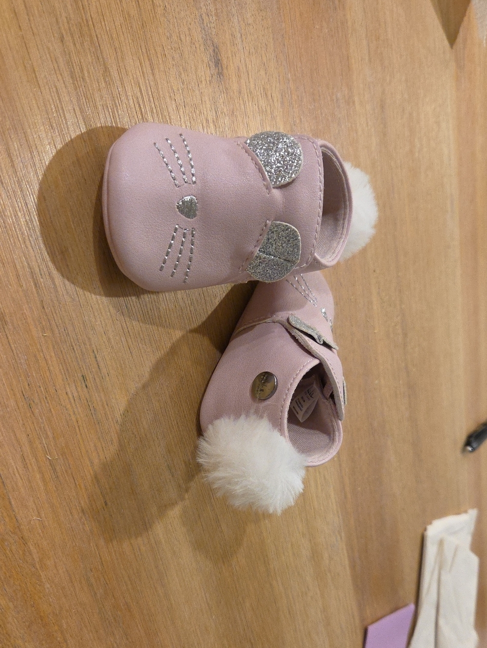 Nicole Miller Baby Shoes Pink Bunny Pom Moccasins